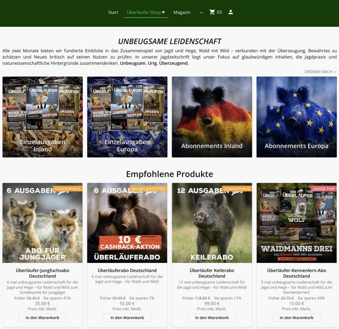 Onlineshop Jagdmagazin Der Überläufer